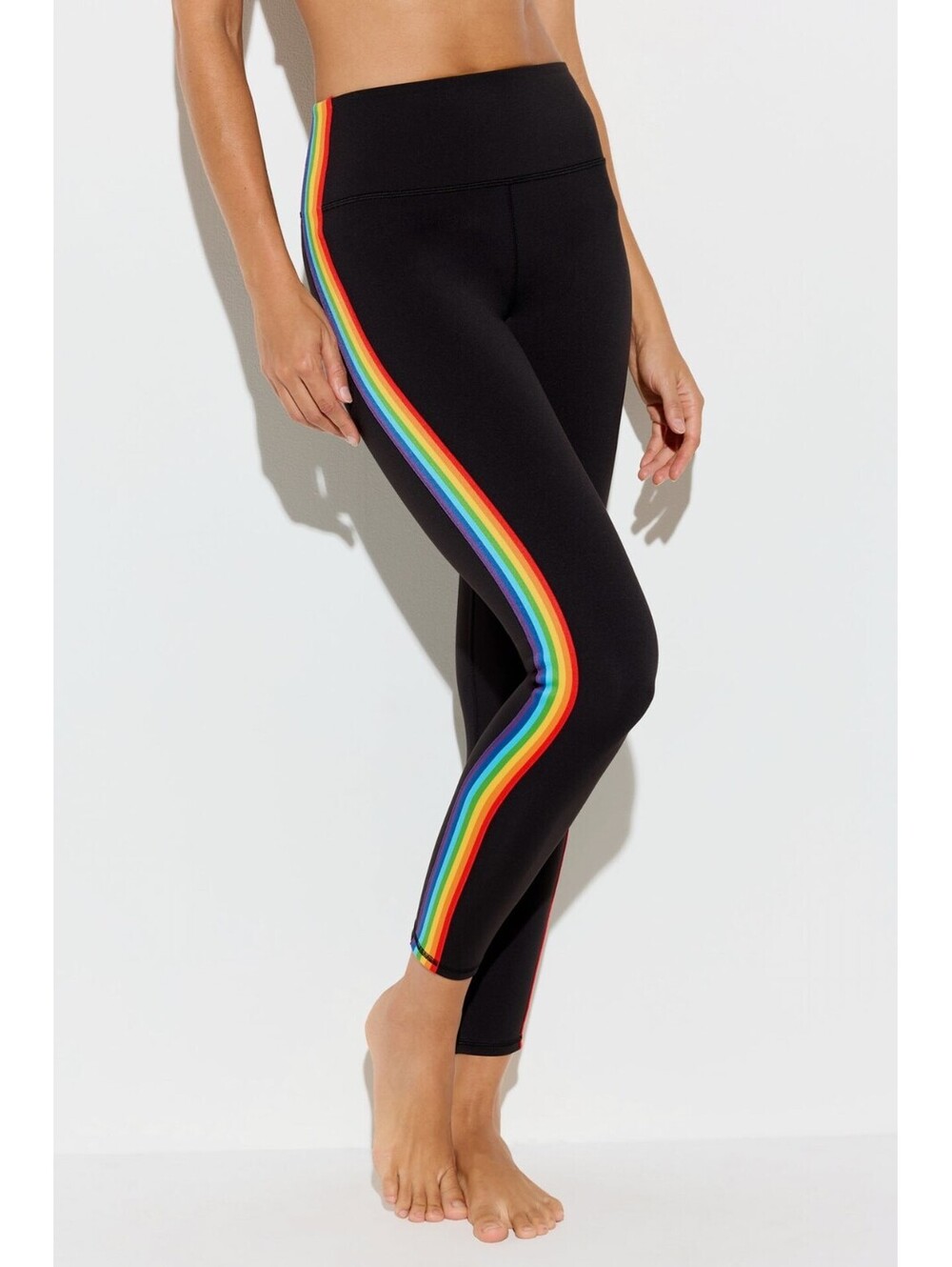 Spiritual Gangster Nirvana Infinity Legging Black with Rainbow Stripes - Picture 3 of 9